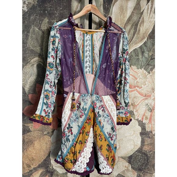 New Free People Fall To Pieces Mini Dress sz 4 - Picture 8 of 8